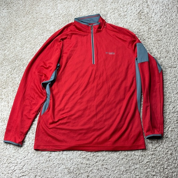 EUC Men’s Columbia Titanium Red/Gray Omni-Wick 1/4 Zip Pullover Size XXL - Picture 1 of 9
